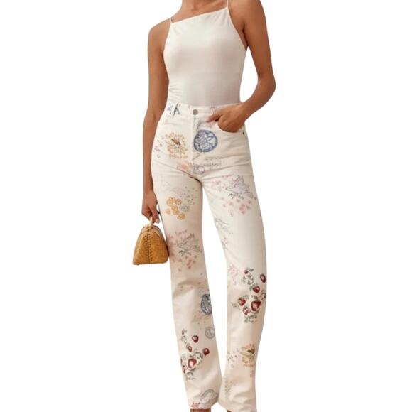 Reformation Cynthia Doodle High Rise Straight Long Jeans - Picture 1 of 13